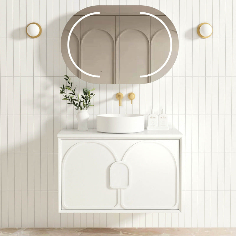 Otti Laguna Mark Ii Matte White 900mm Single Bowl Wall Hung Vanity