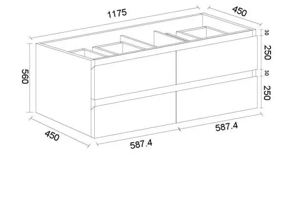 Mercio - Luna Plywood Wall Hung Vanity 1200mm - Aqualux Bathrooms