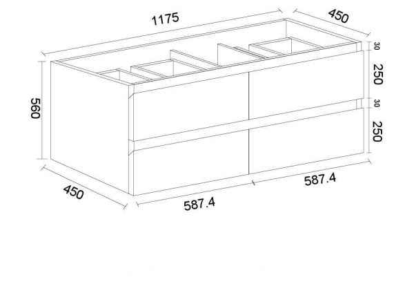 Luna Plywood Wall Hung Vanity 1200mm