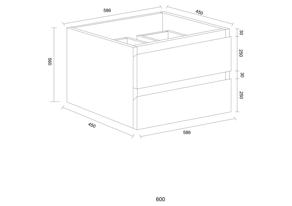 Luna Plywood Wall Hung Vanity 600mm