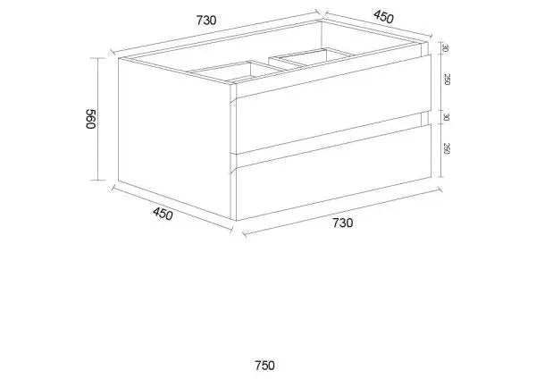 Mercio - Luna Plywood Wall Hung Vanity 750mm - Aqualux Bathrooms