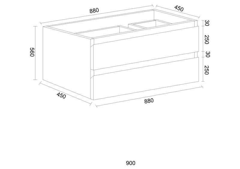 Mercio - Luna Plywood Wall Hung Vanity 900mm - Aqualux Bathrooms