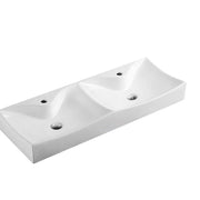 Lusso 111 Ceramic Double Bowl Basin - Aqualux Bathrooms- Mercio