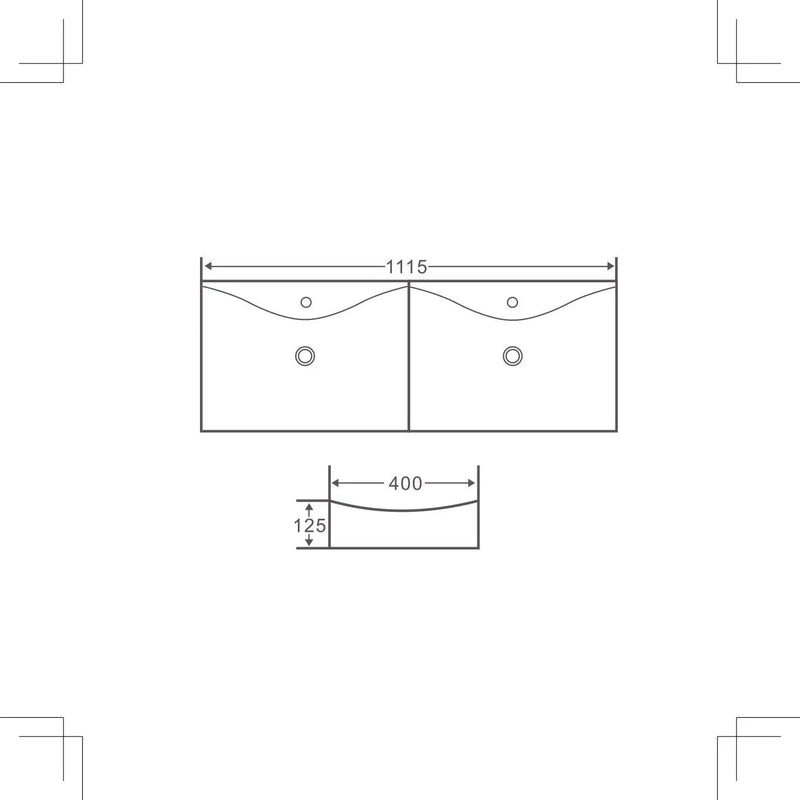 Lusso 111 Ceramic Double Bowl Basin - Aqualux Bathrooms- Mercio