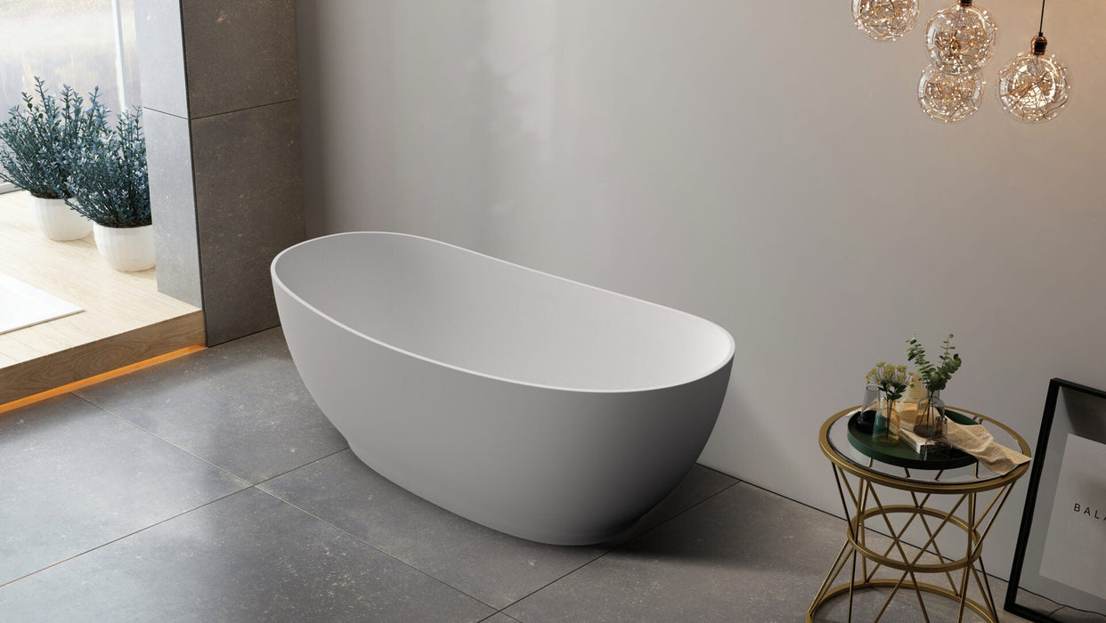 Riva Layla Super Slim Edge Unique Shape Freestanding Bathtub 1500mm - Matt White