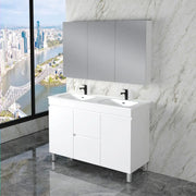 ABS Riva - Riva Less Freestanding Double Bowl Vanity 1200mm - Gloss White - Aqualux Bathrooms