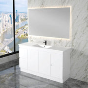 ABS Riva - Riva Less Freestanding Single Bowl Vanity 1500mm - Gloss White - Aqualux Bathrooms