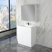 ABS Riva - Riva Less Freestanding Single Bowl Vanity 750mm - Gloss White - Aqualux Bathrooms