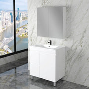 ABS Riva - Riva Less Freestanding Single Bowl Vanity 750mm - Gloss White - Aqualux Bathrooms