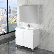 ABS Riva - Riva Less Freestanding Single Bowl Vanity 900mm - Gloss White - Aqualux Bathrooms
