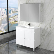 ABS Riva - Riva Less Freestanding Single Bowl Vanity 900mm - Gloss White - Aqualux Bathrooms