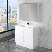 ABS Riva - Riva Less Freestanding Single Bowl Vanity 900mm - Gloss White - Aqualux Bathrooms