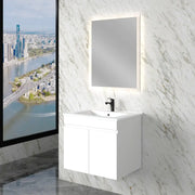 ABS Riva - Riva Less Wall Hung Single Bowl Vanity 600mm - Gloss White - Aqualux Bathrooms