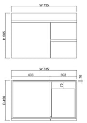 ABS Riva - Riva Less Wall Hung Single Bowl Vanity 750mm - Gloss White - Aqualux Bathrooms
