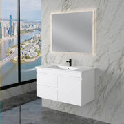 ABS Riva - Riva Less Wall Hung Single Bowl Vanity 900mm - Gloss White - Aqualux Bathrooms