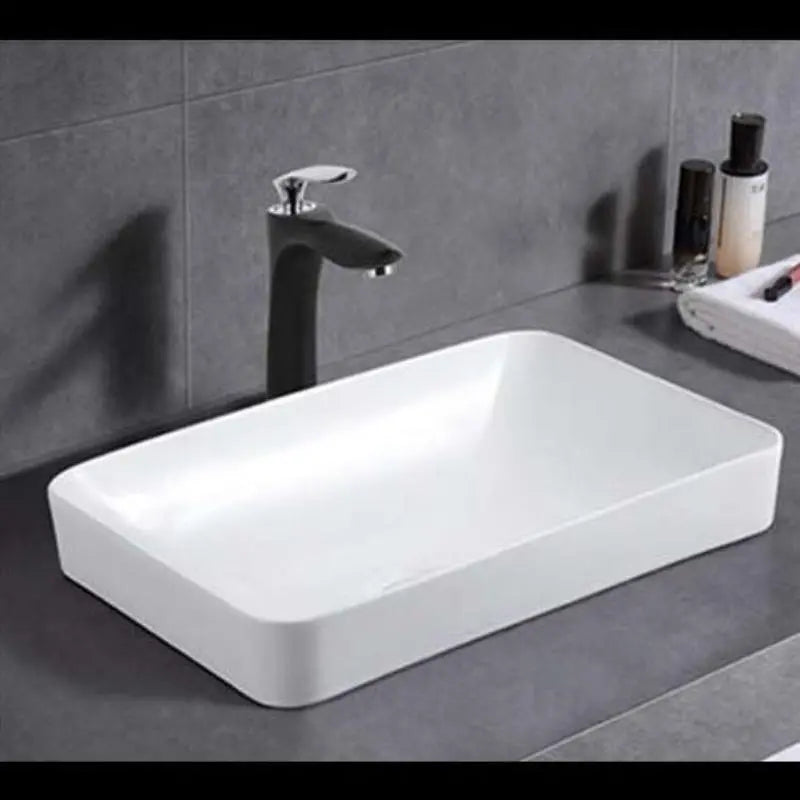 ABS Riva - Riva Logan Square Semi-Inset Basin 500mm - Gloss White - Aqualux Bathrooms
