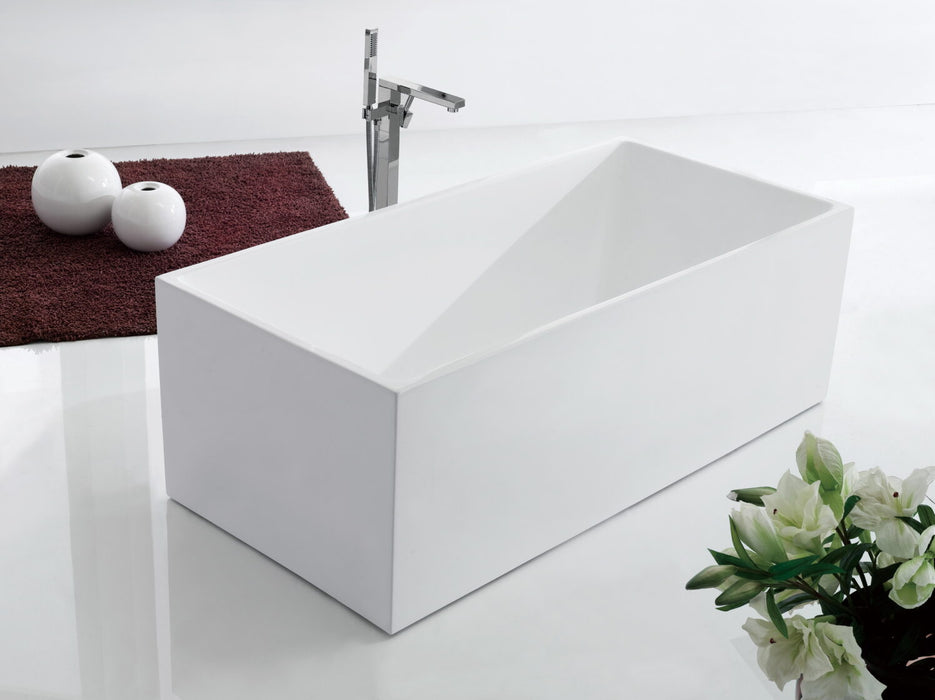 Riva Lotus Square Freestanding Bathtub 1300mm - Gloss White