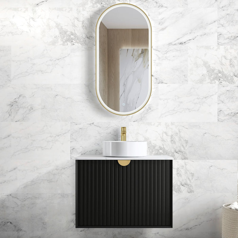 Otti Marlo Matte Black 750mm Single Bowl Wall Hung Vanity