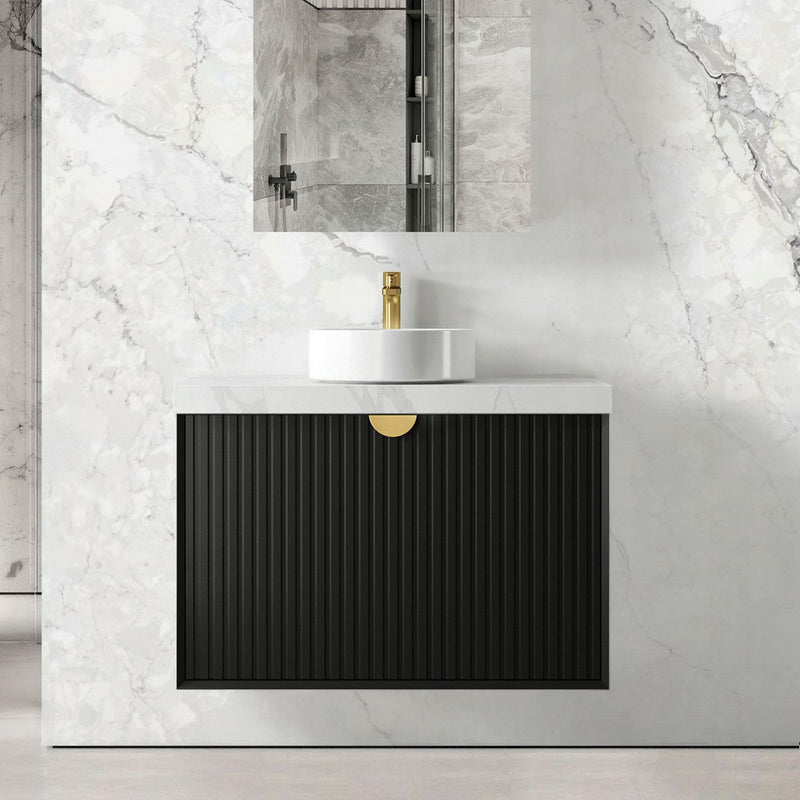 Otti Marlo Matte Black 900mm Single Bowl Wall Hung Vanity