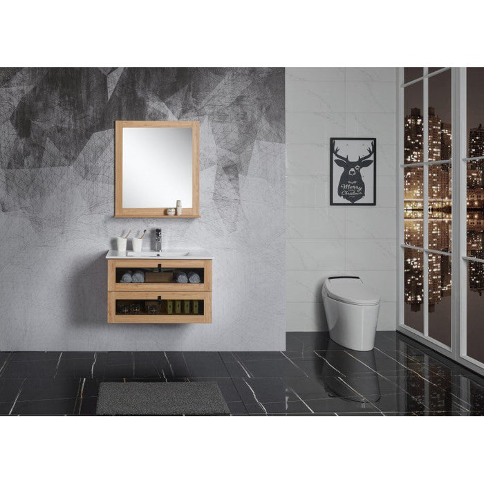 Belbagno Manhattan Wall Hung Vanity 800mm - White Oak