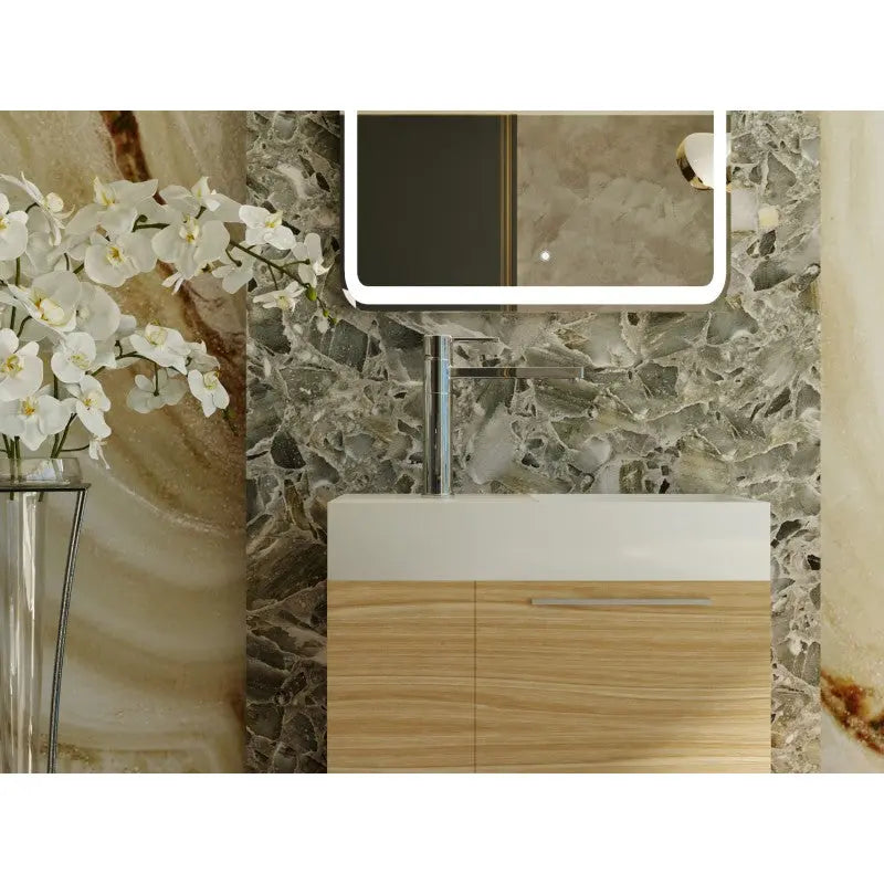 Belbagno - Belbagno Maria Wall Hung Vanity 600mm -  White Oak - Aqualux Bathrooms