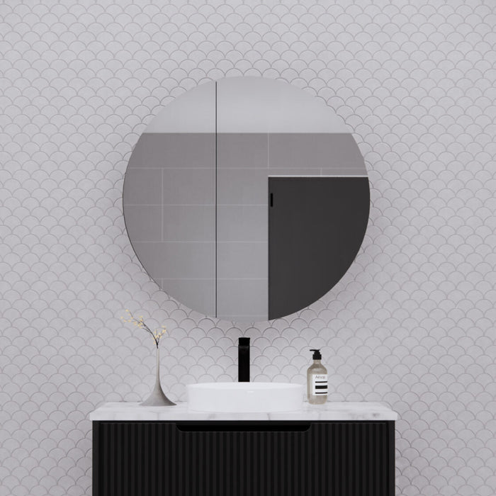 Riva London Round Shaving Cabinet 800mm - Matt Black