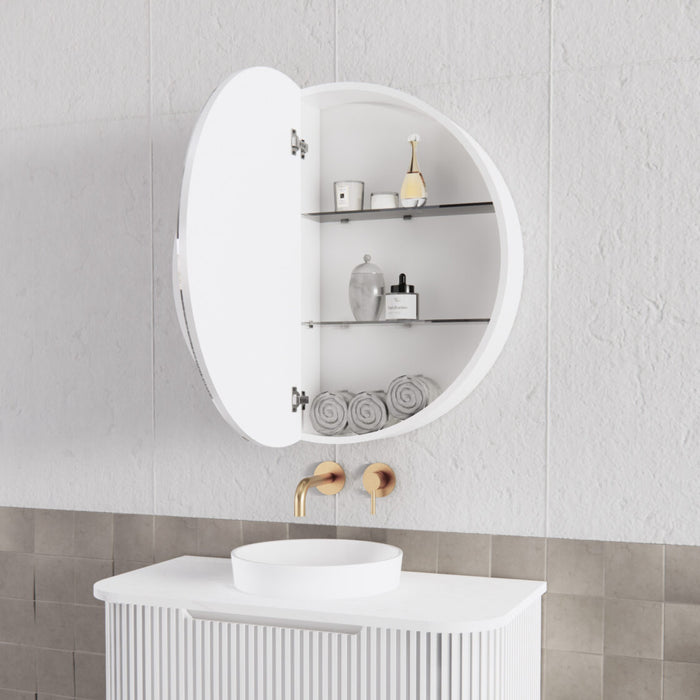 Riva London Round Shaving Cabinet 800mm - Matt White