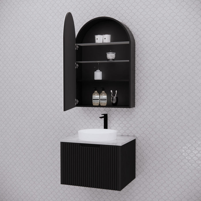 Riva London Arch Shaving Cabinet 600mm - Matt Black