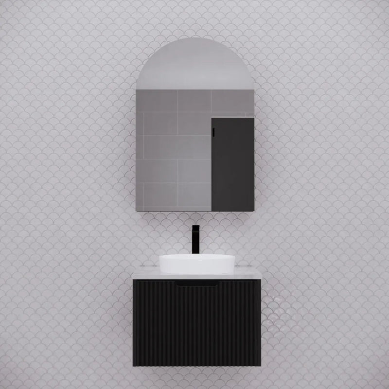 ABS Riva - Riva London Arch Shaving Cabinet 600mm - Matt Black - Aqualux Bathrooms