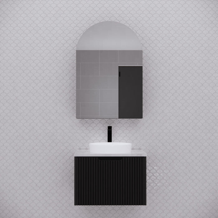 Riva London Arch Shaving Cabinet 600mm - Matt Black