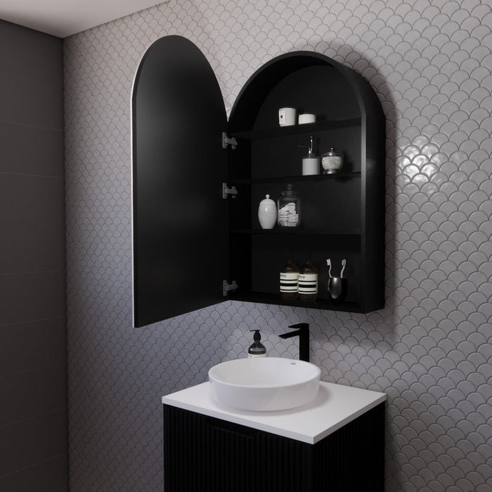 Riva London Arch Shaving Cabinet 600mm - Matt Black