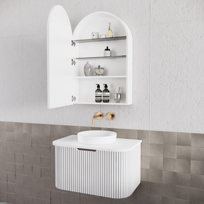 Riva London Arch Shaving Cabinet 600mm - Matt White