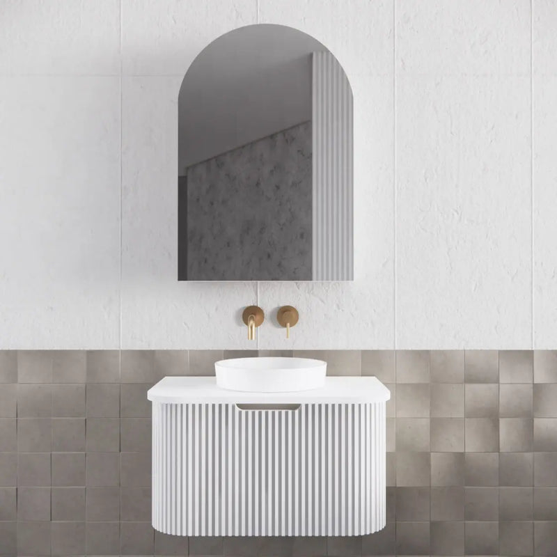 ABS Riva - Riva London Arch Shaving Cabinet 600mm - Matt White - Aqualux Bathrooms