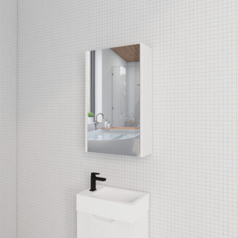 RIVA GENEVA FLUTED Matte White Mirror Shaving Cabinet 450mm