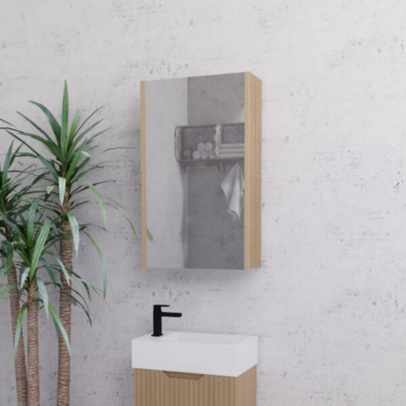 RIVA GENEVA FLUTED American Oak Mirror Shaving Cabinet 450mm