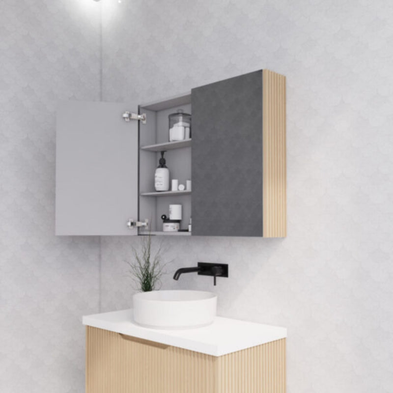 RIVA GENEVA FLUTED American Oak Mirror Shaving Cabinet 900mm