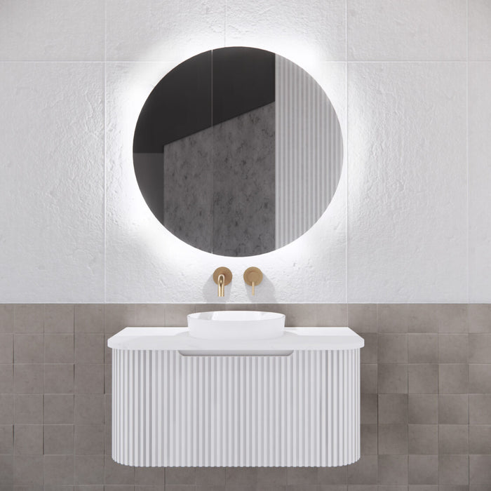 Riva Paris Round Led Shaving Cabinet 800MM - Matt White