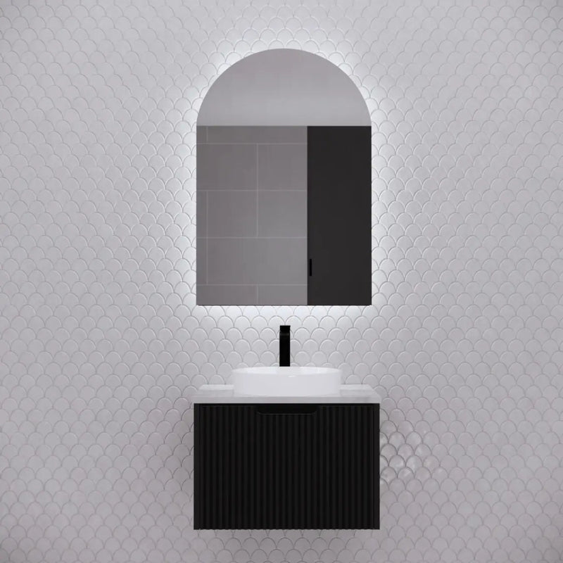 ABS Riva - Riva Paris Arch Led Shaving Cabinet 600mm - Matt Black - Aqualux Bathrooms