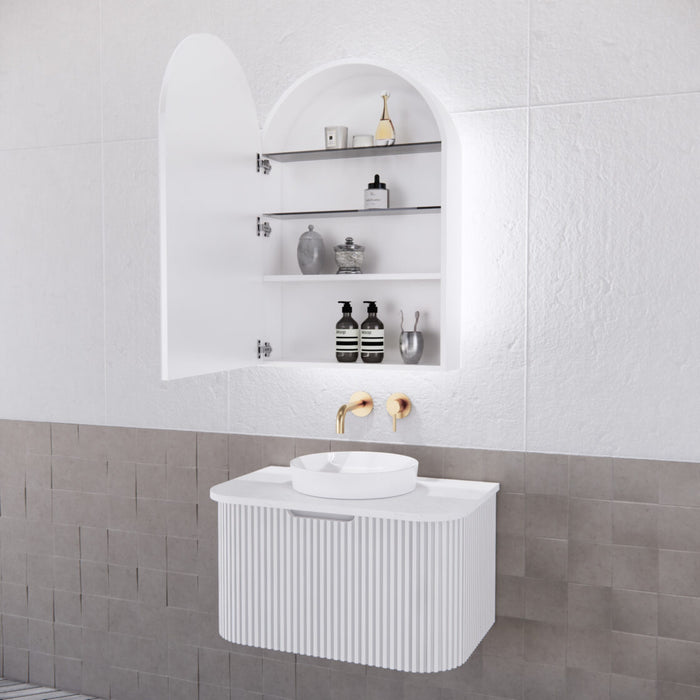 Riva Paris Arch Led Shaving Cabinet 600mm - Matt White