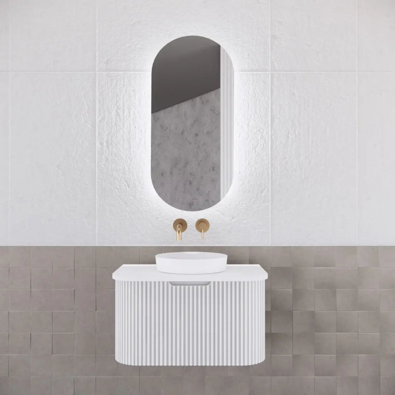 ABS Riva - Riva Paris Oval Led Shaving Cabinet 450mm - Matt White - Aqualux Bathrooms