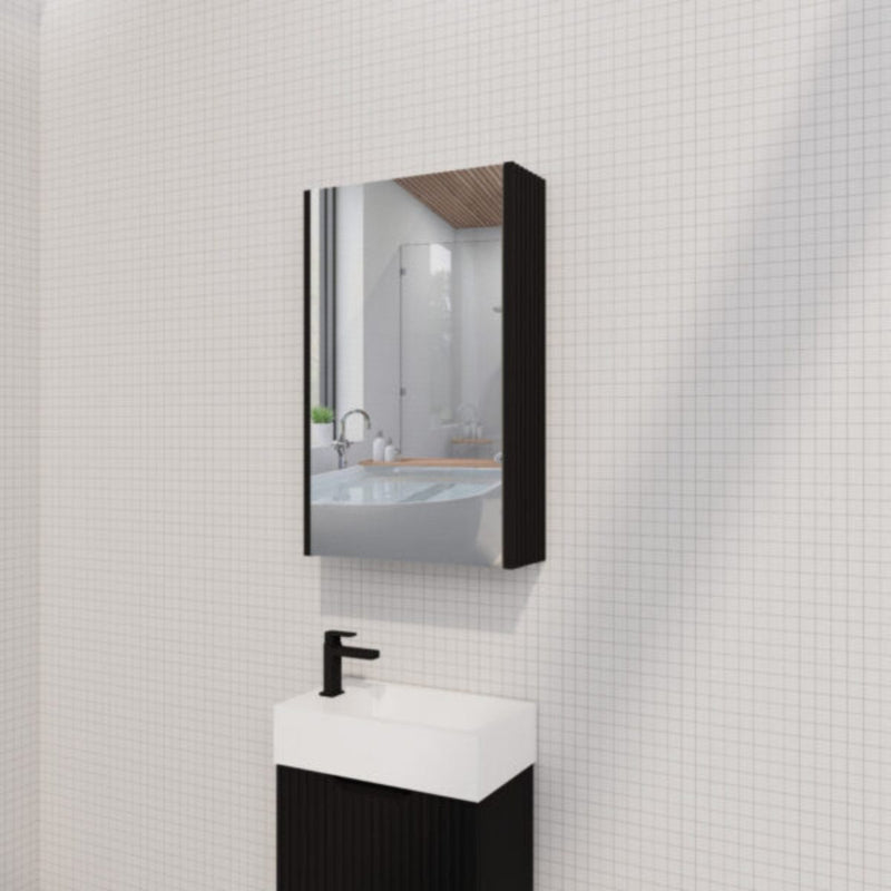 RIVA GENEVA FLUTED Matte Black Mirror Shaving Cabinet 450mm