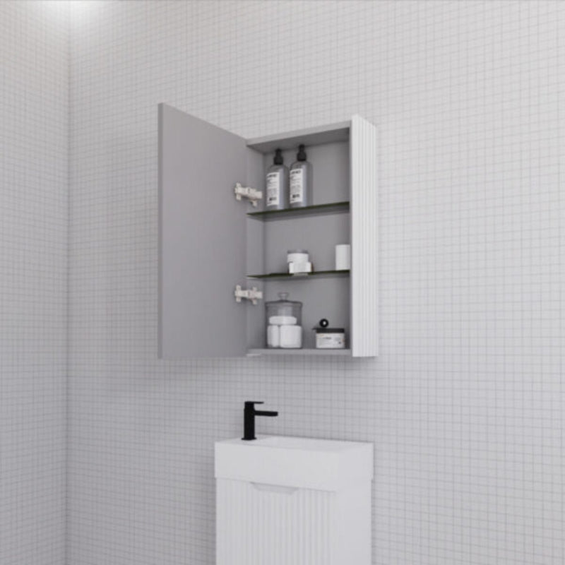 RIVA GENEVA FLUTED Matte White Mirror Shaving Cabinet 450mm