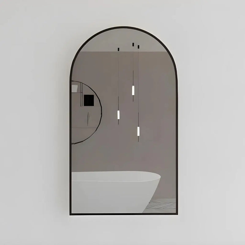 ABS Riva - Riva AR2 Framed Arch Mirror 800mm - Black Framed - Aqualux Bathrooms