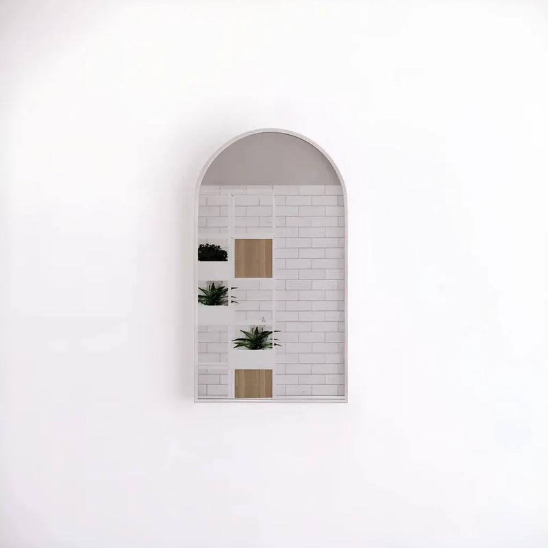 ABS Riva - Riva AR2 Framed Arch Mirror 800mm - Brushed Nickel - Aqualux Bathrooms