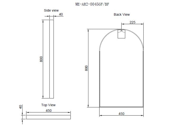 Riva AR2 Framed Arch Mirror 800mm - Brushed Nickel