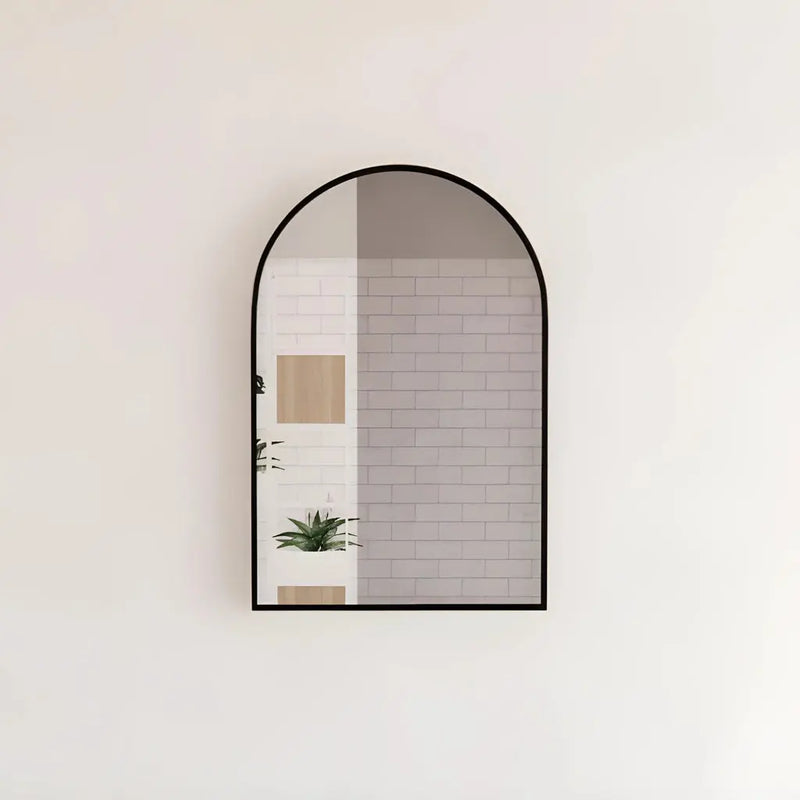 ABS Riva - Riva AR2 Framed Arch Mirror 900mm - Black Framed - Aqualux Bathrooms