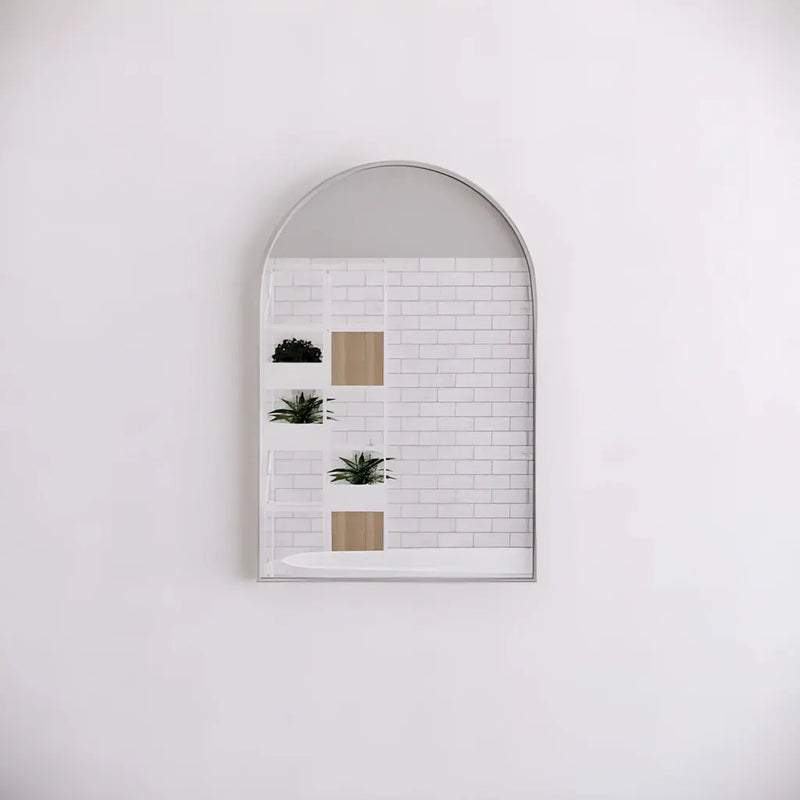 ABS Riva - Riva AR2 Framed Arch Mirror 900mm - Brushed Nickel - Aqualux Bathrooms