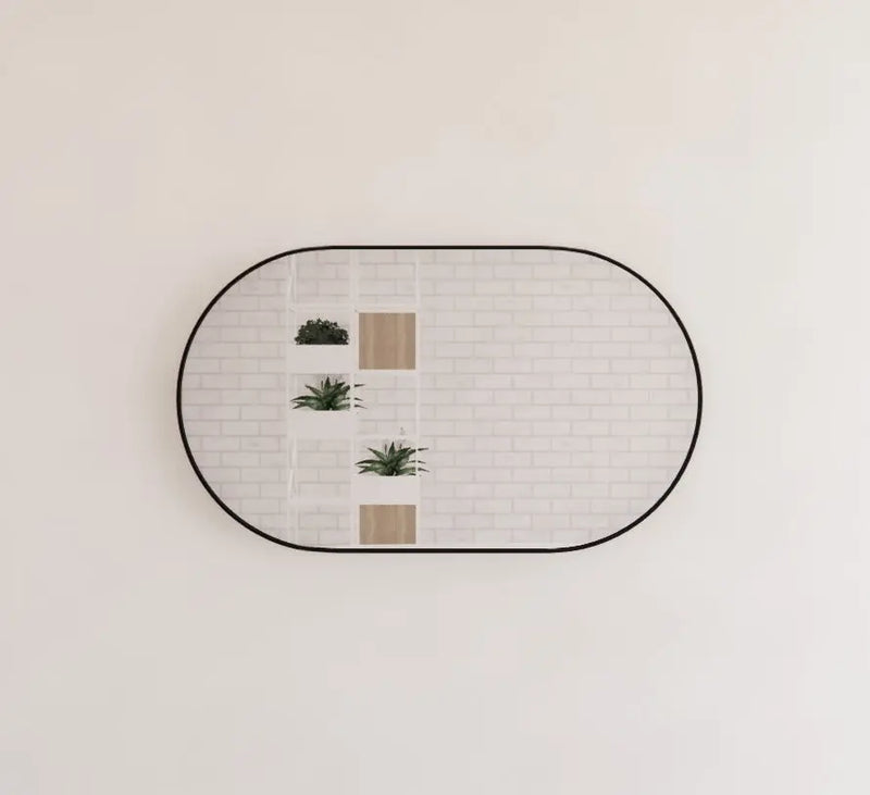ABS Riva - Riva O1 Framed Oval Mirror 1200mm - Black Framed - Aqualux Bathrooms