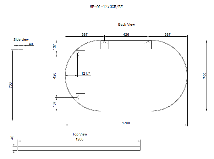 Riva O1 Framed Oval Mirror 1200mm - Black Framed