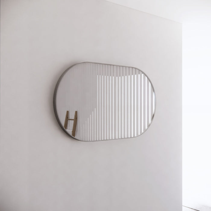 Riva O1 Framed Oval Mirror 1200mm - Brushed Nickel